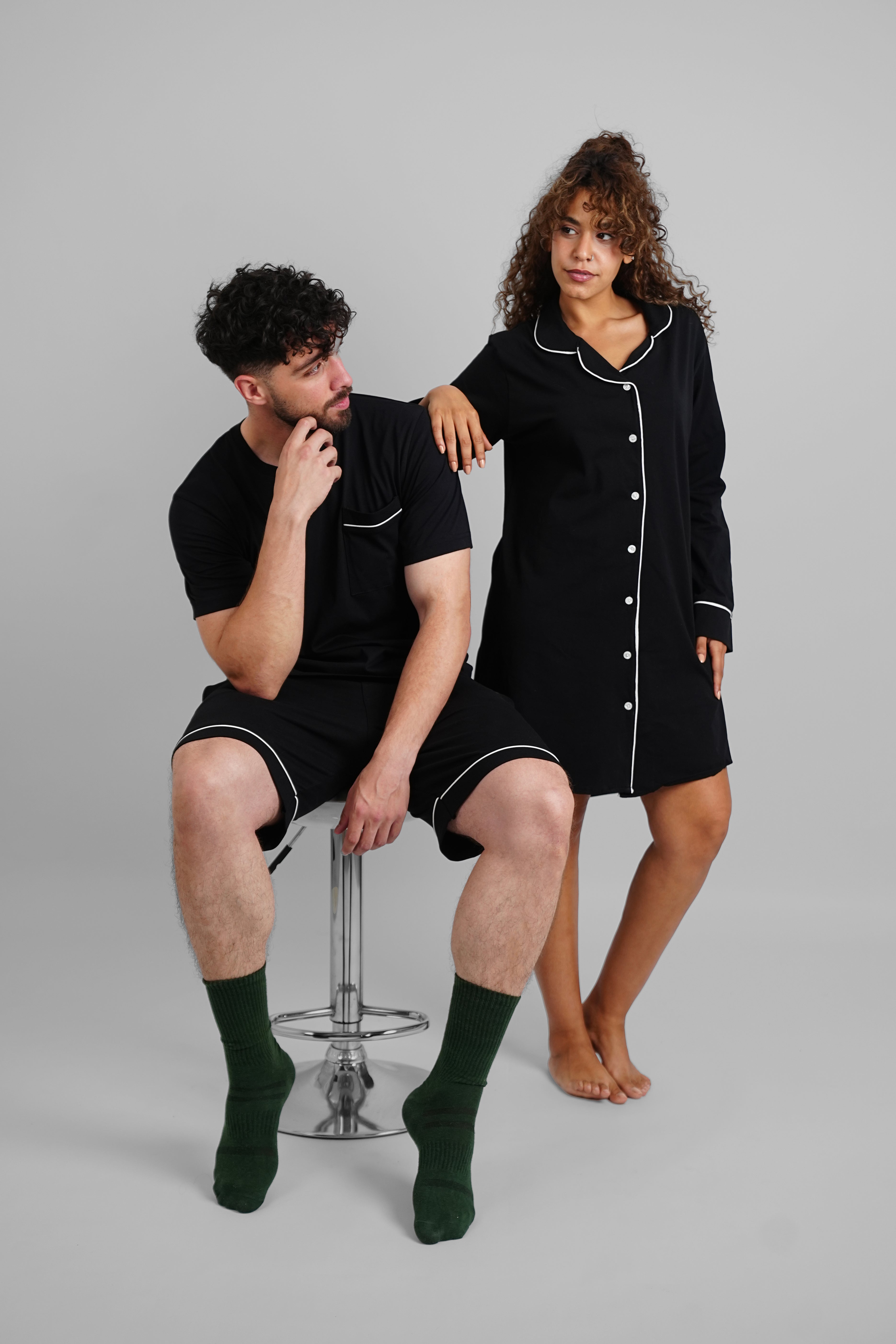 Black Basic Night Shirt