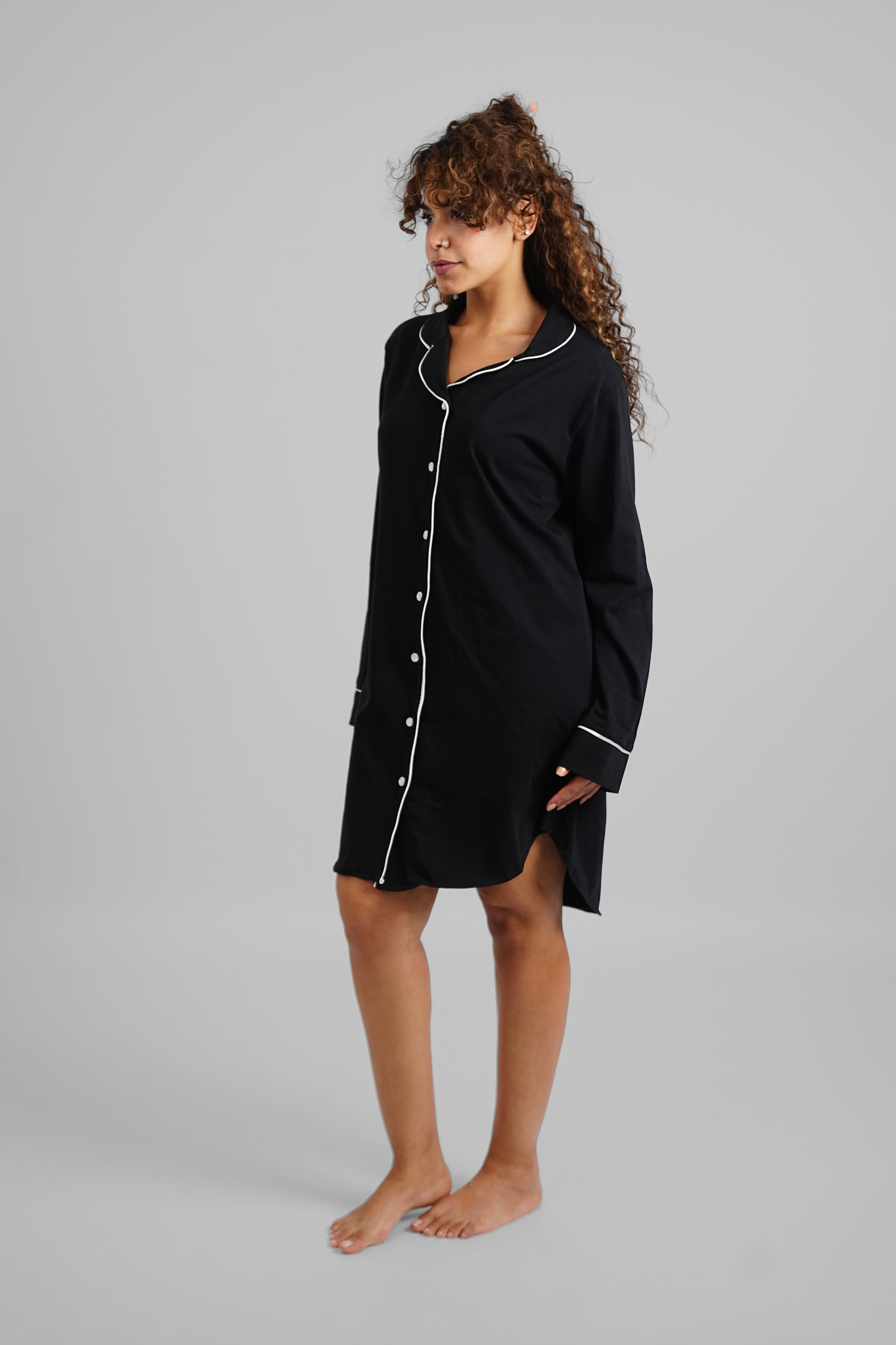 Black Basic Night Shirt