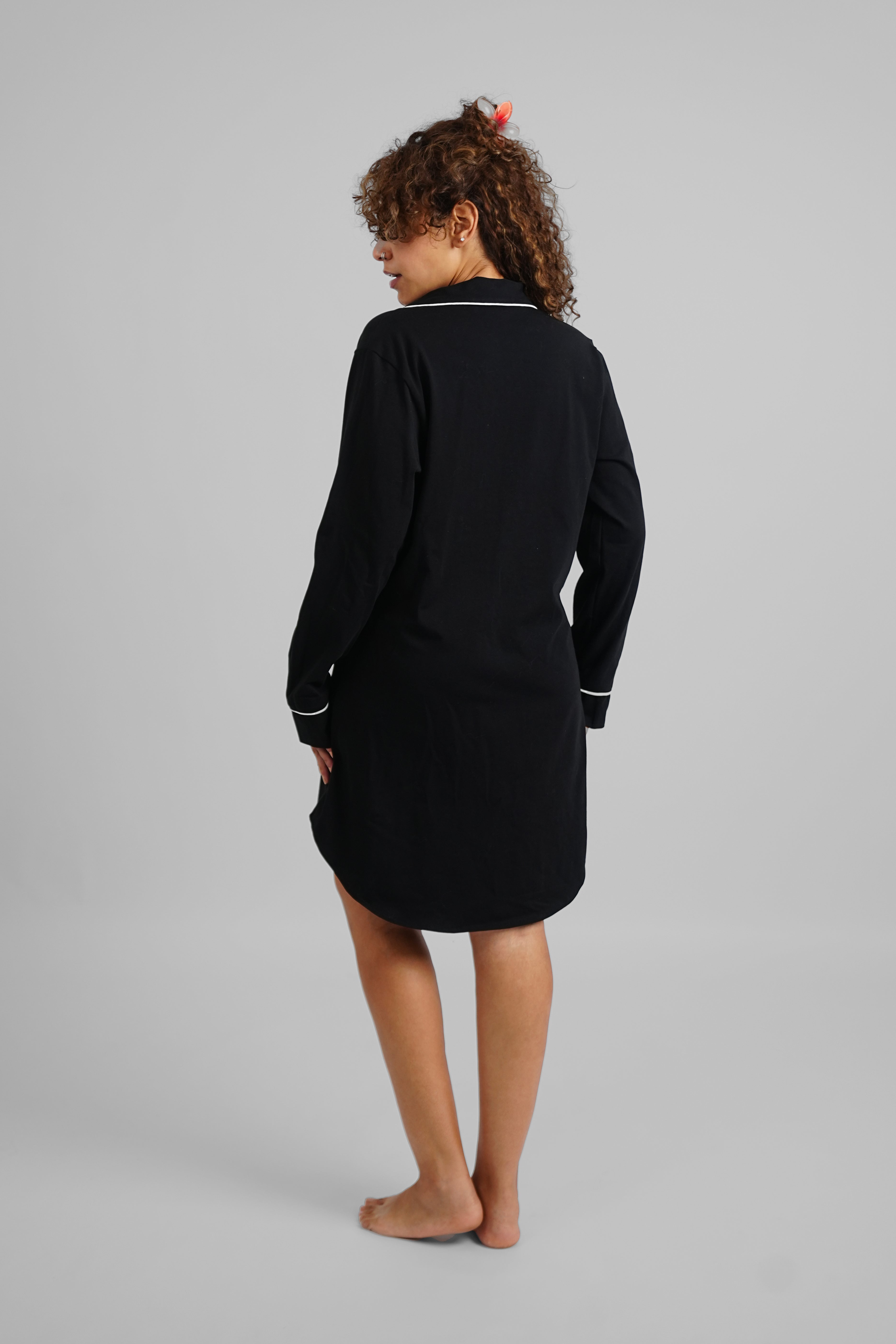 Black Basic Night Shirt