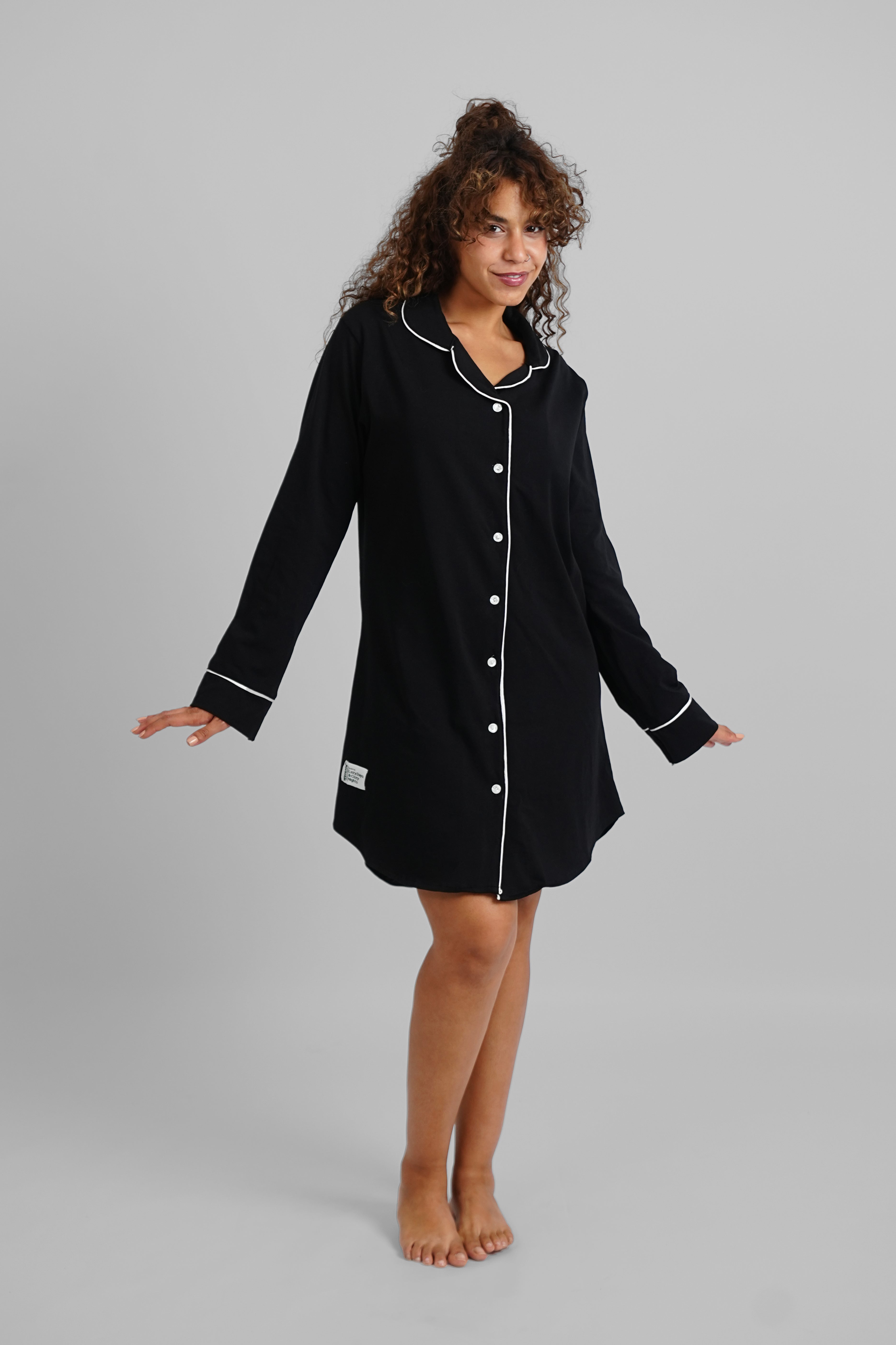 Black Basic Night Shirt