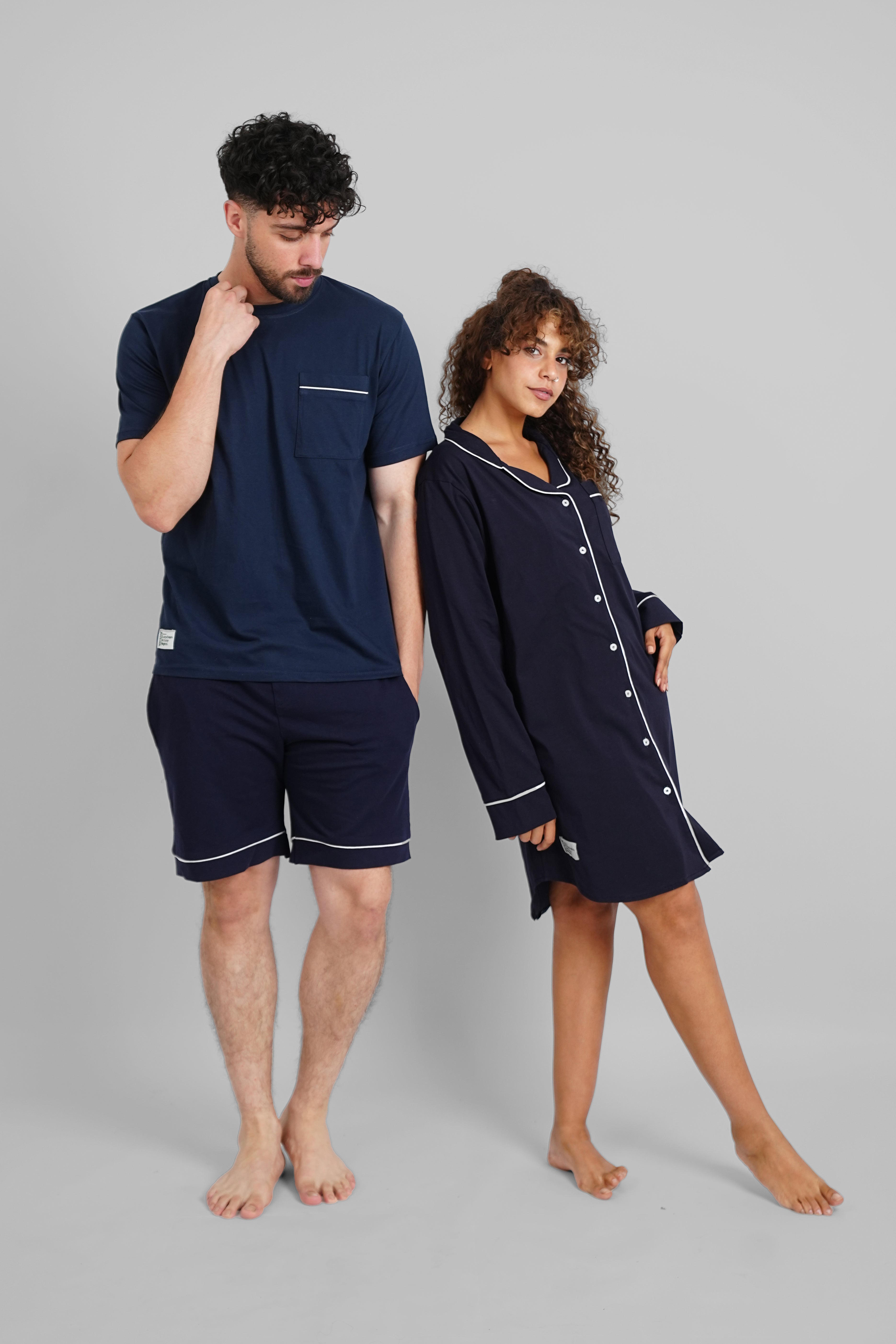 Navy Blue Basic Night Shirt