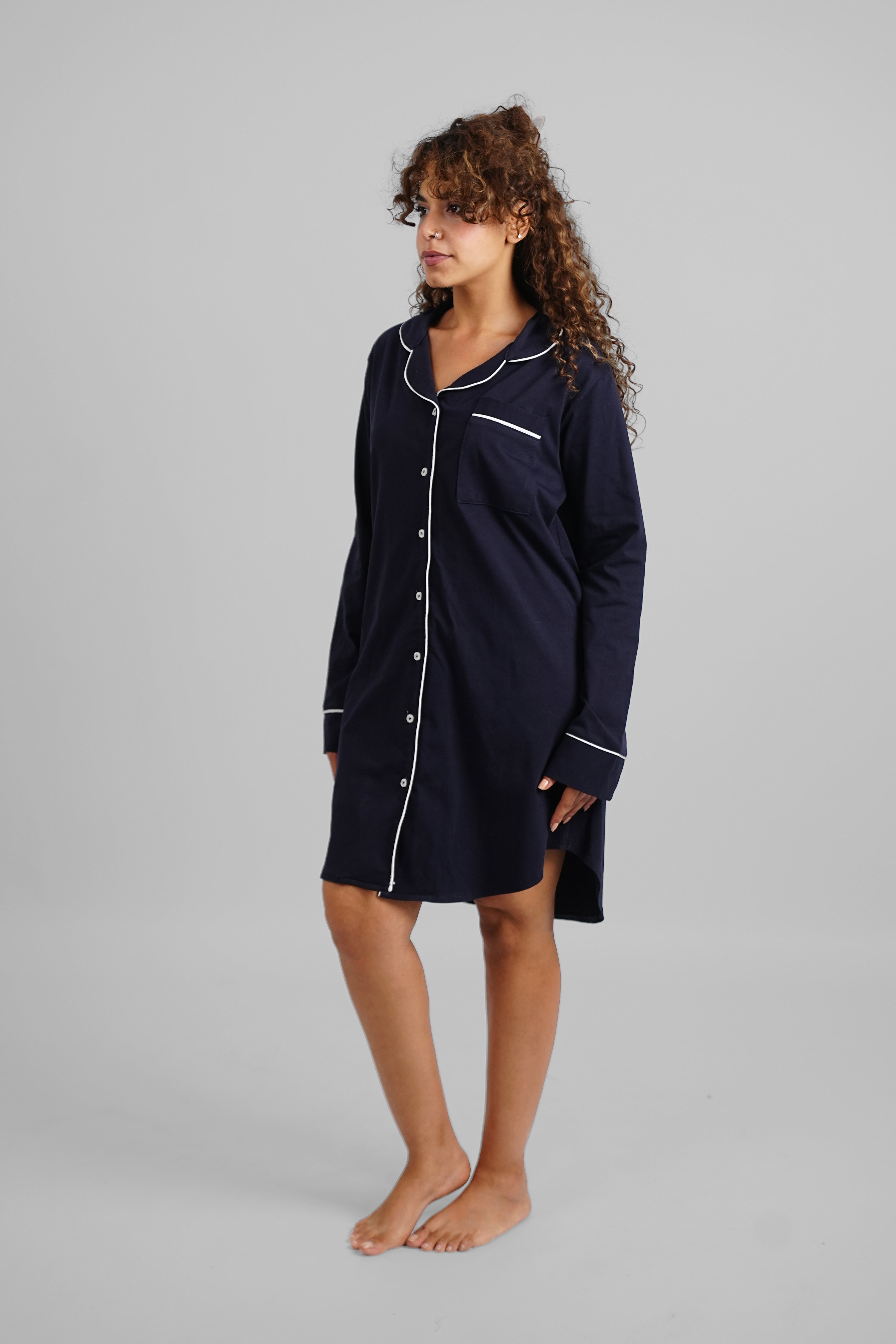 Navy Blue Basic Night Shirt