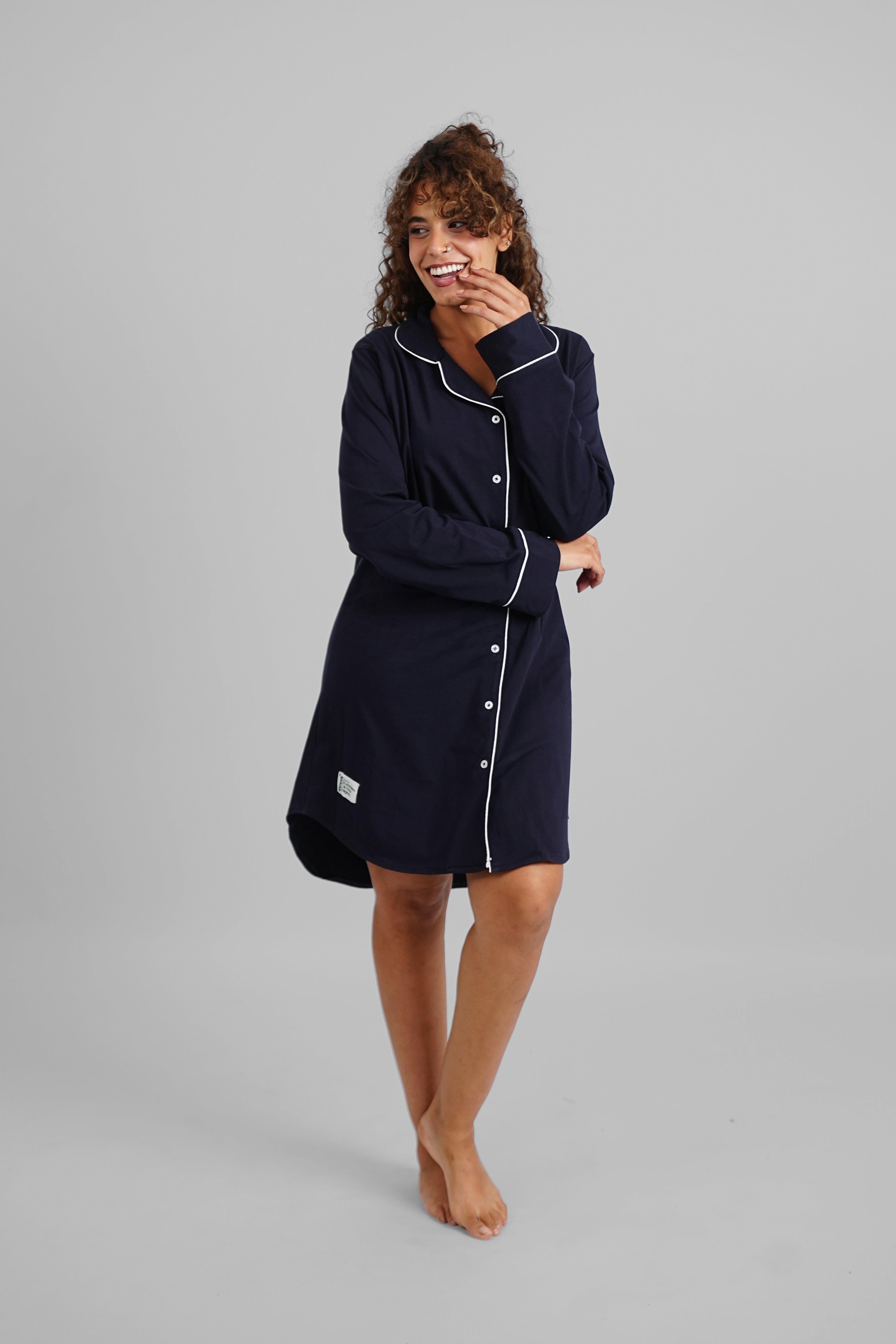 Navy Blue Basic Night Shirt
