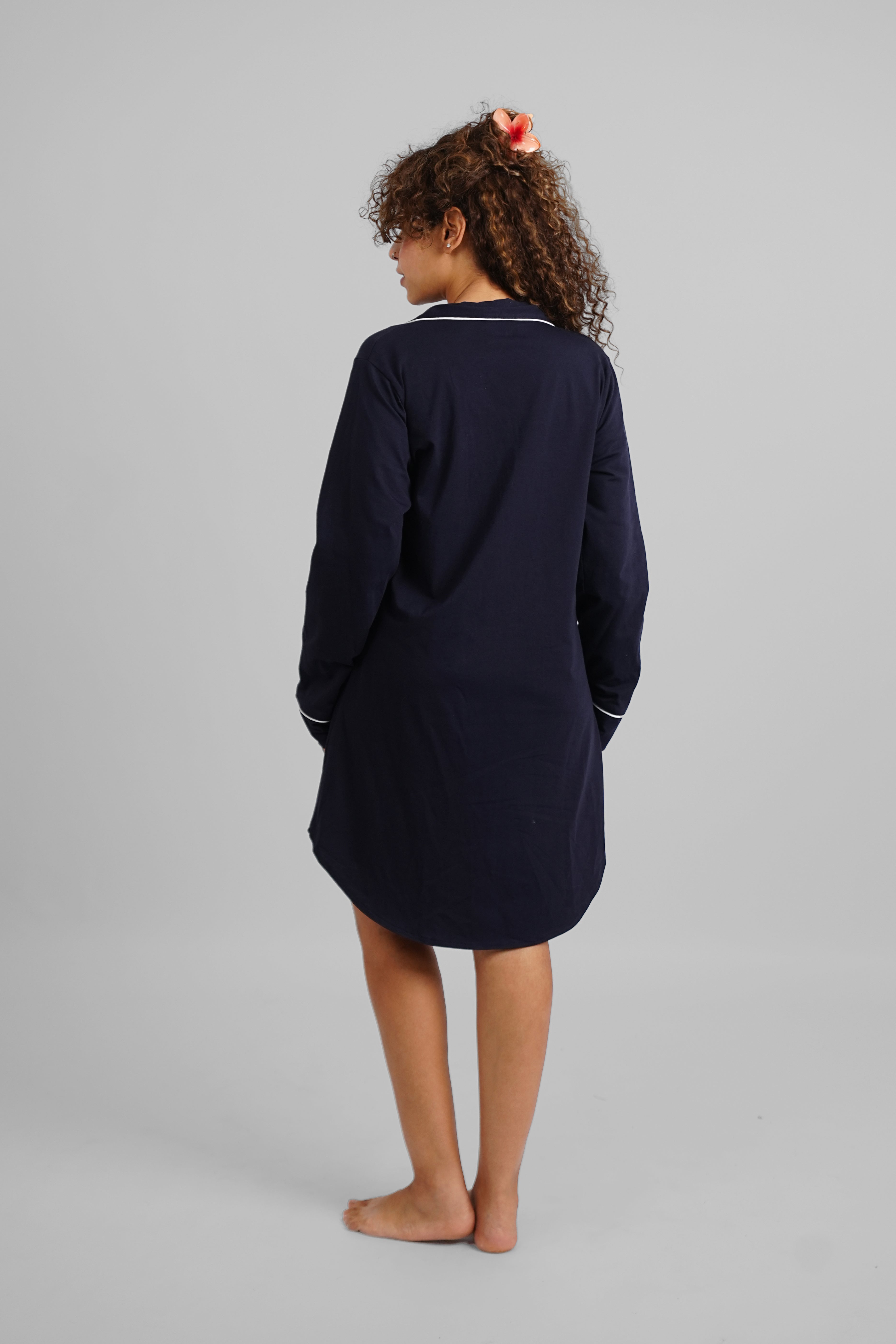 Navy Blue Basic Night Shirt