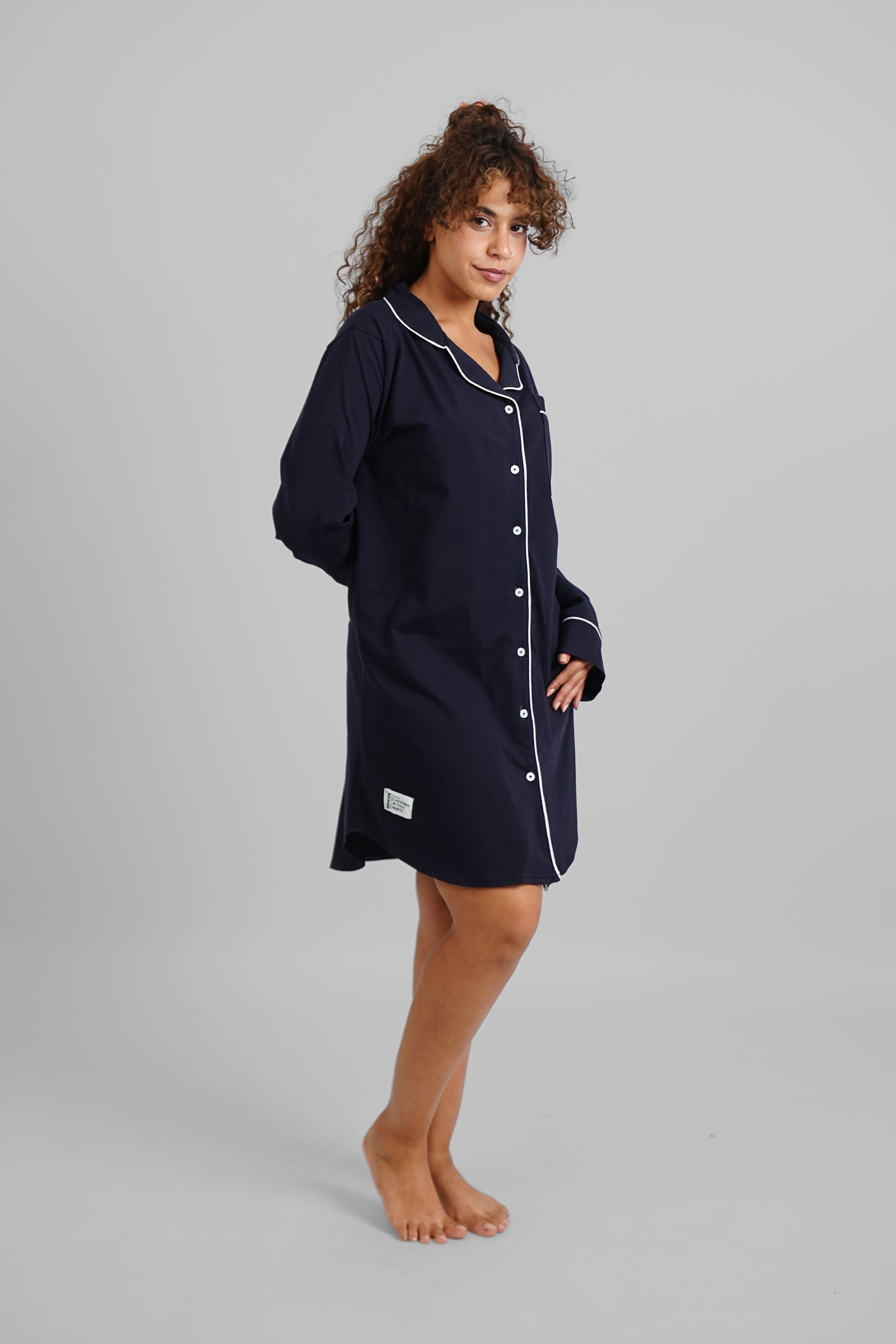 Navy Blue Basic Night Shirt