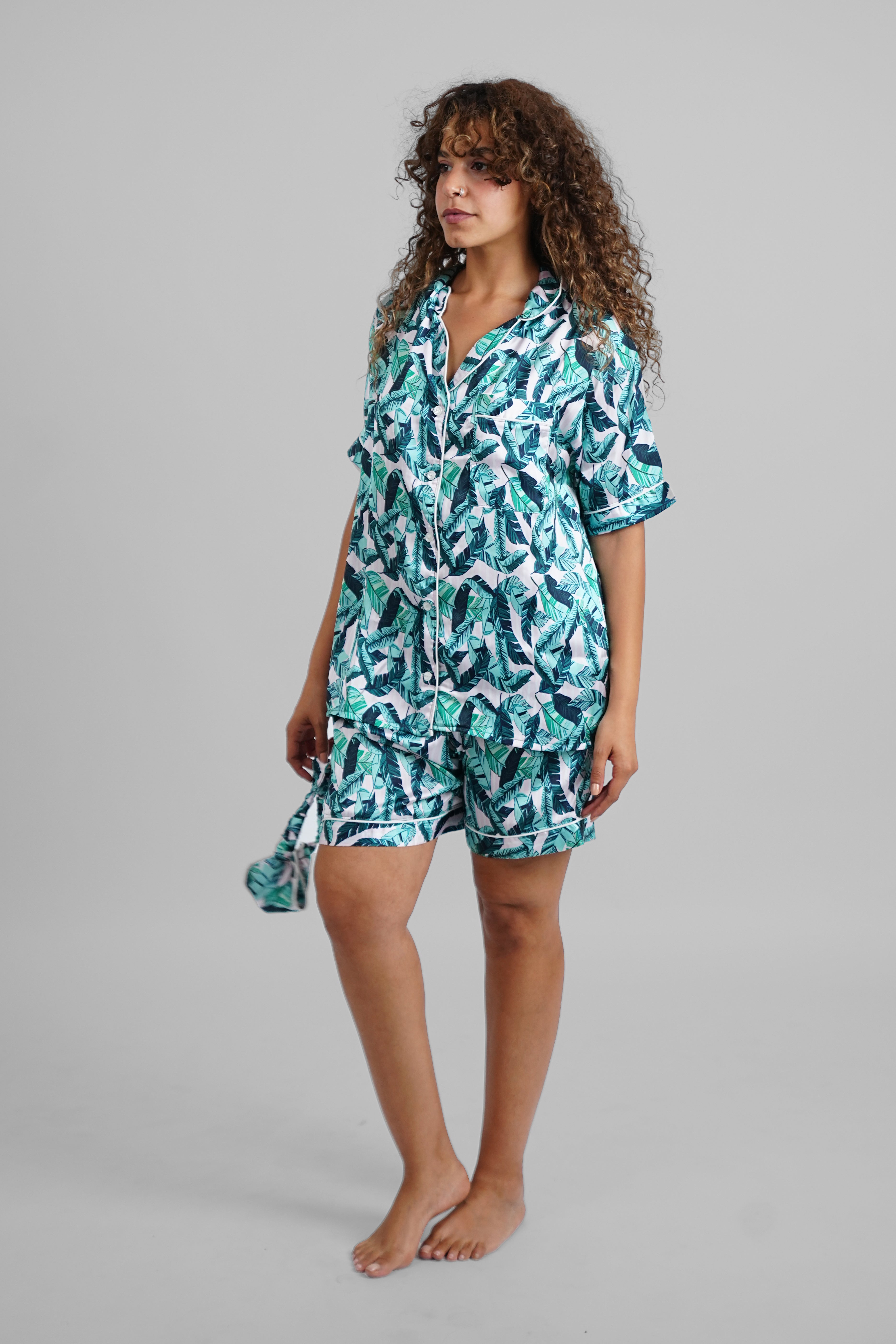 Palm Paradise Satin PJs with Sleeping Mask