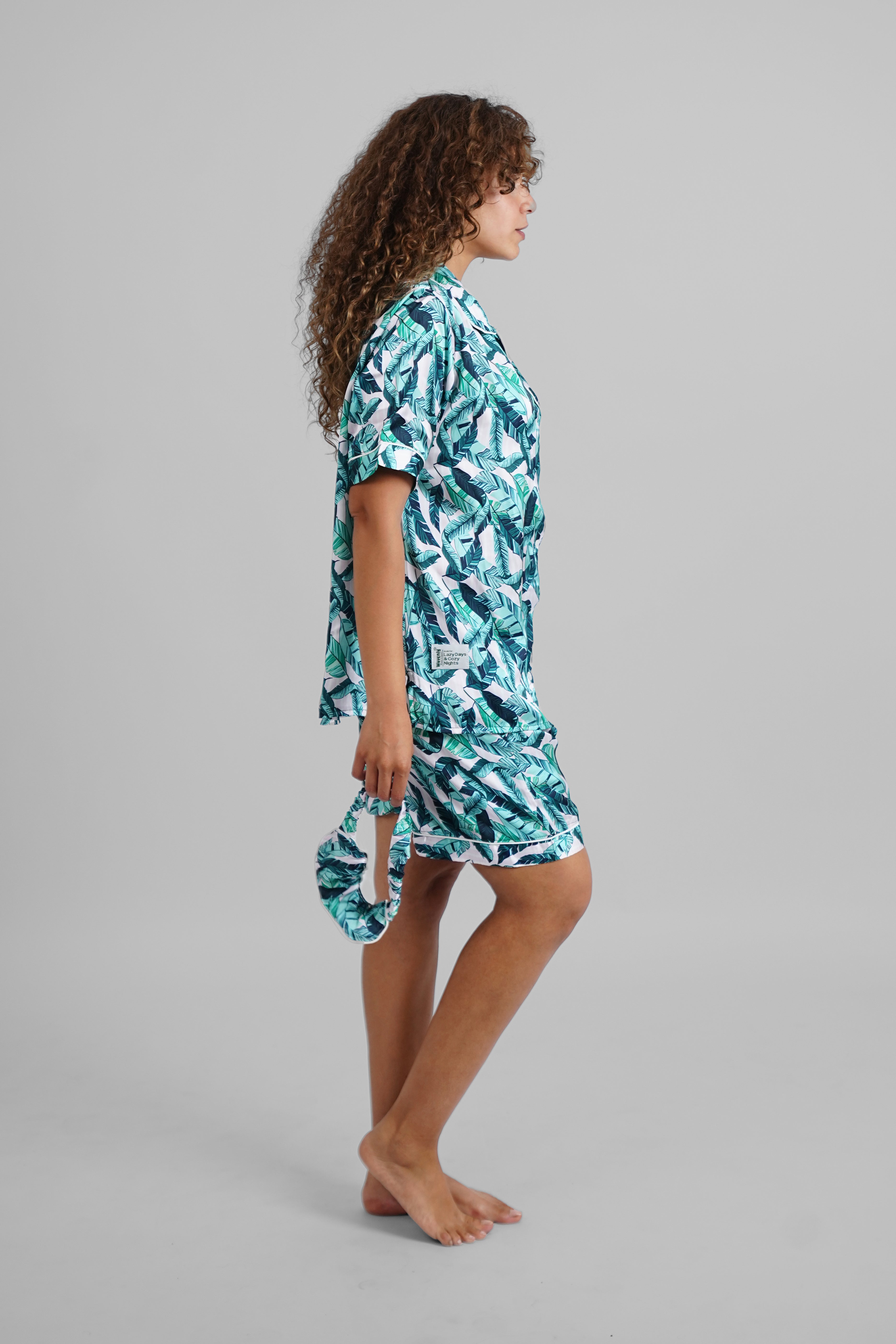 Palm Paradise Satin PJs with Sleeping Mask