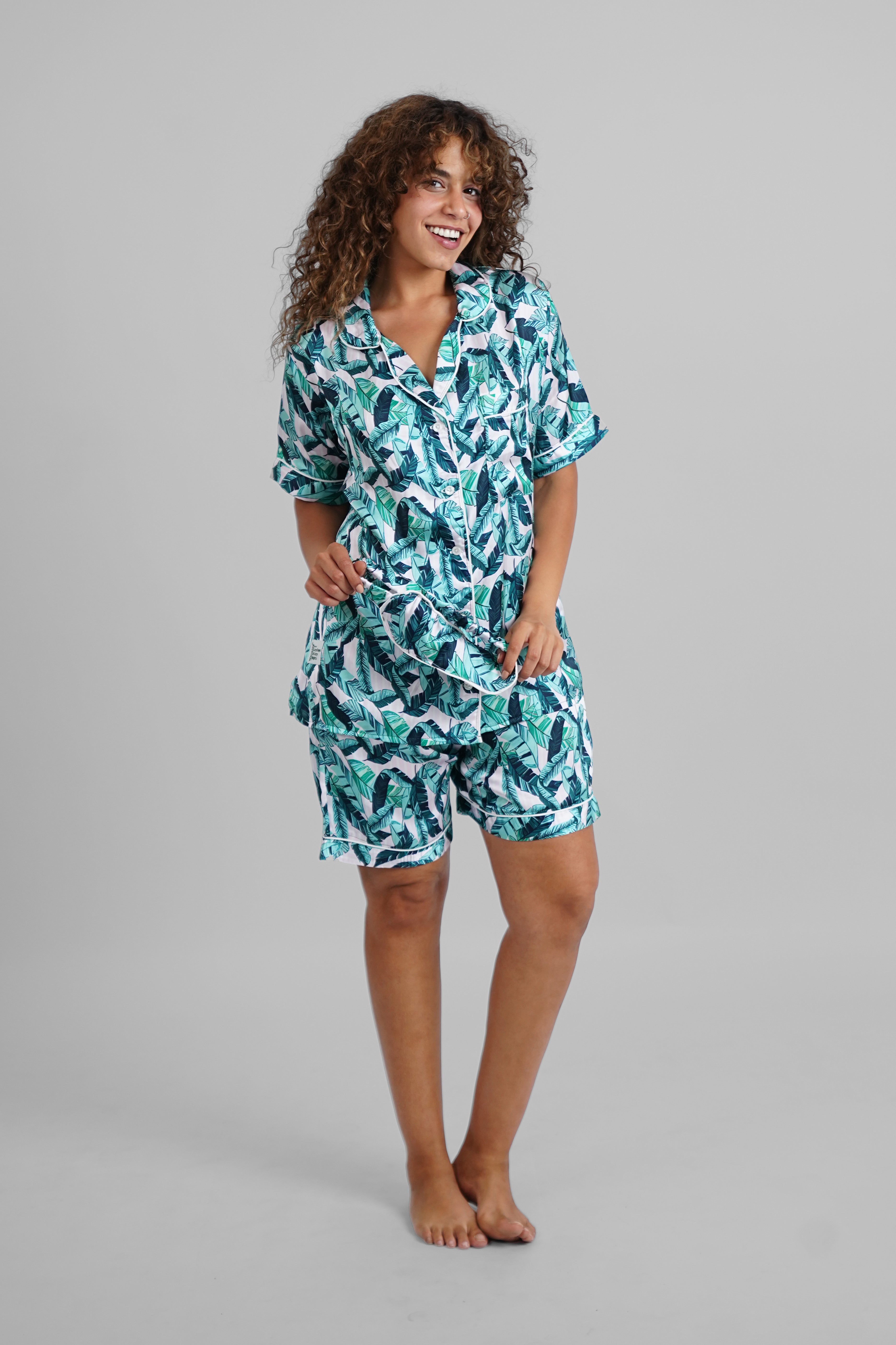 Palm Paradise Satin PJs with Sleeping Mask