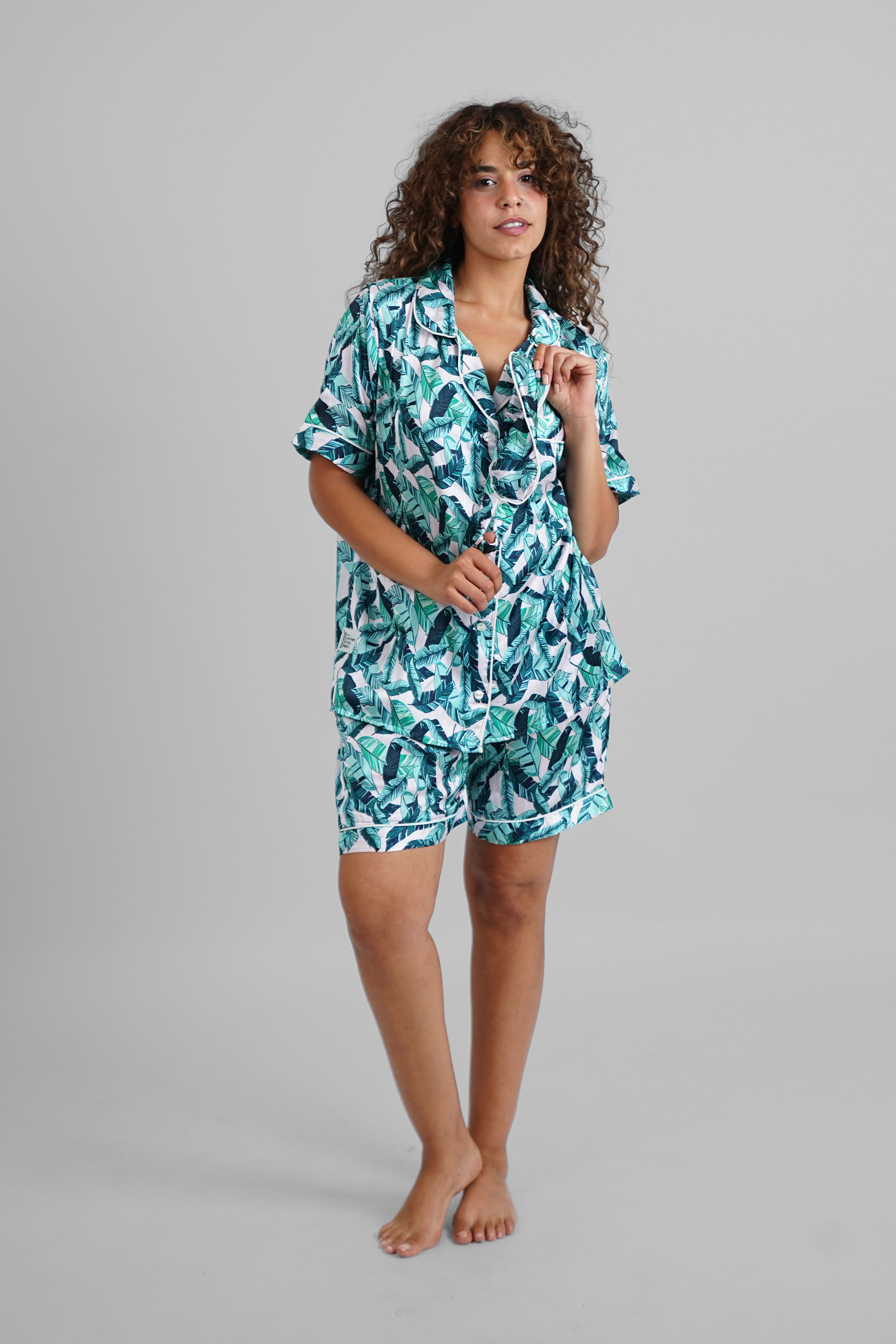 Palm Paradise Satin PJs with Sleeping Mask