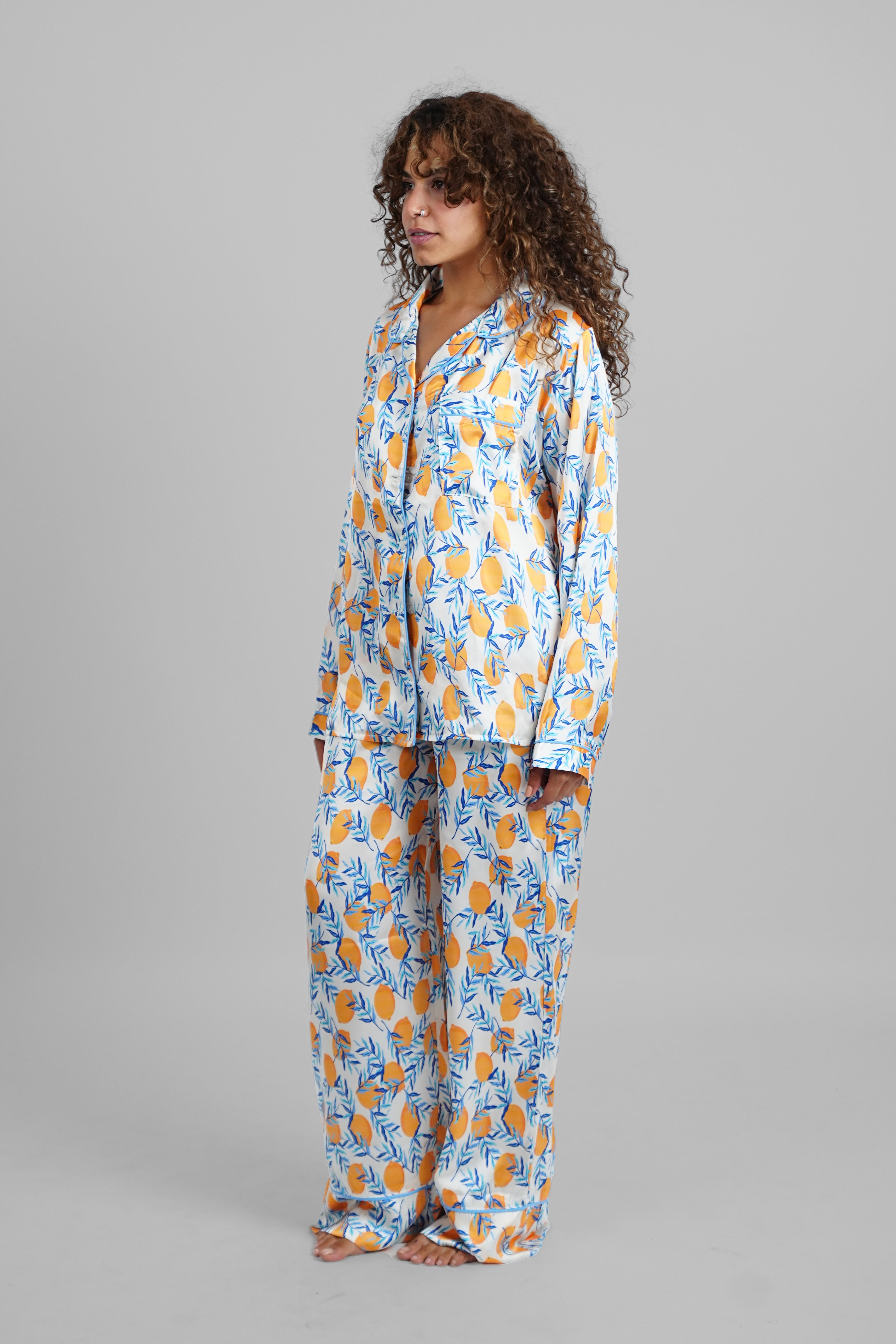 Citrus Garden Satin PJs with Sleeping Mask