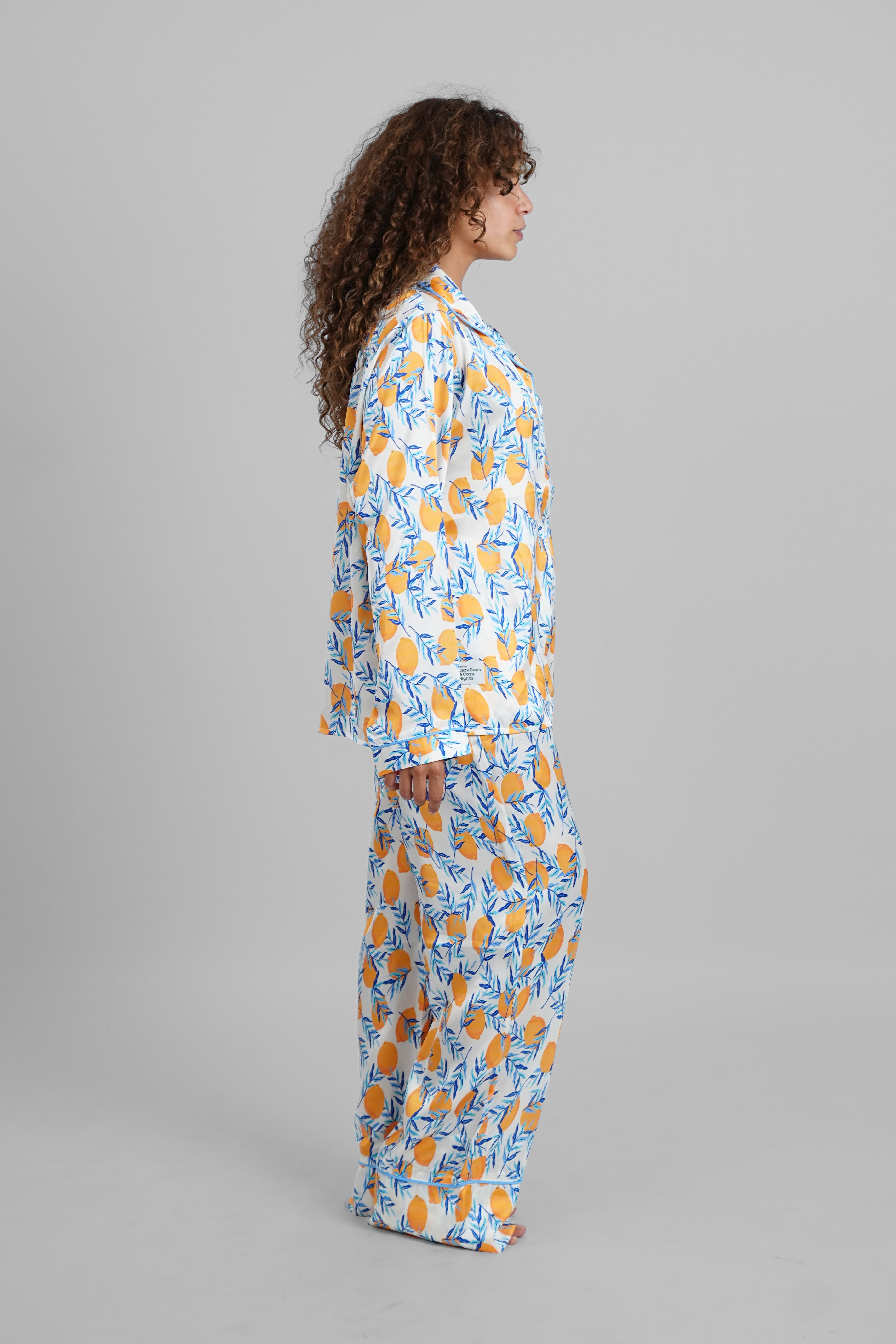 Citrus Garden Satin PJs with Sleeping Mask