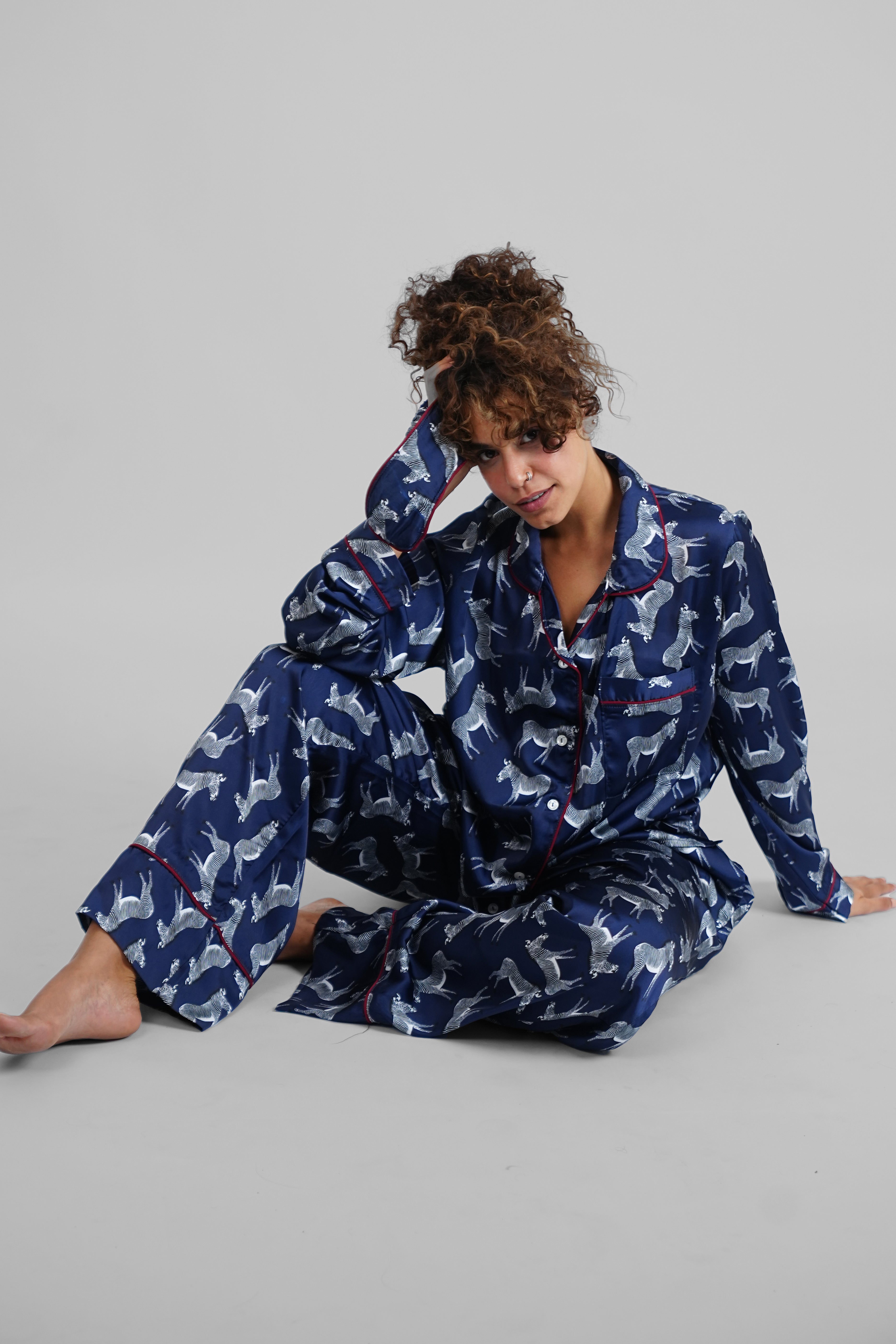 Zebra Satin PJs with Sleeping Mask