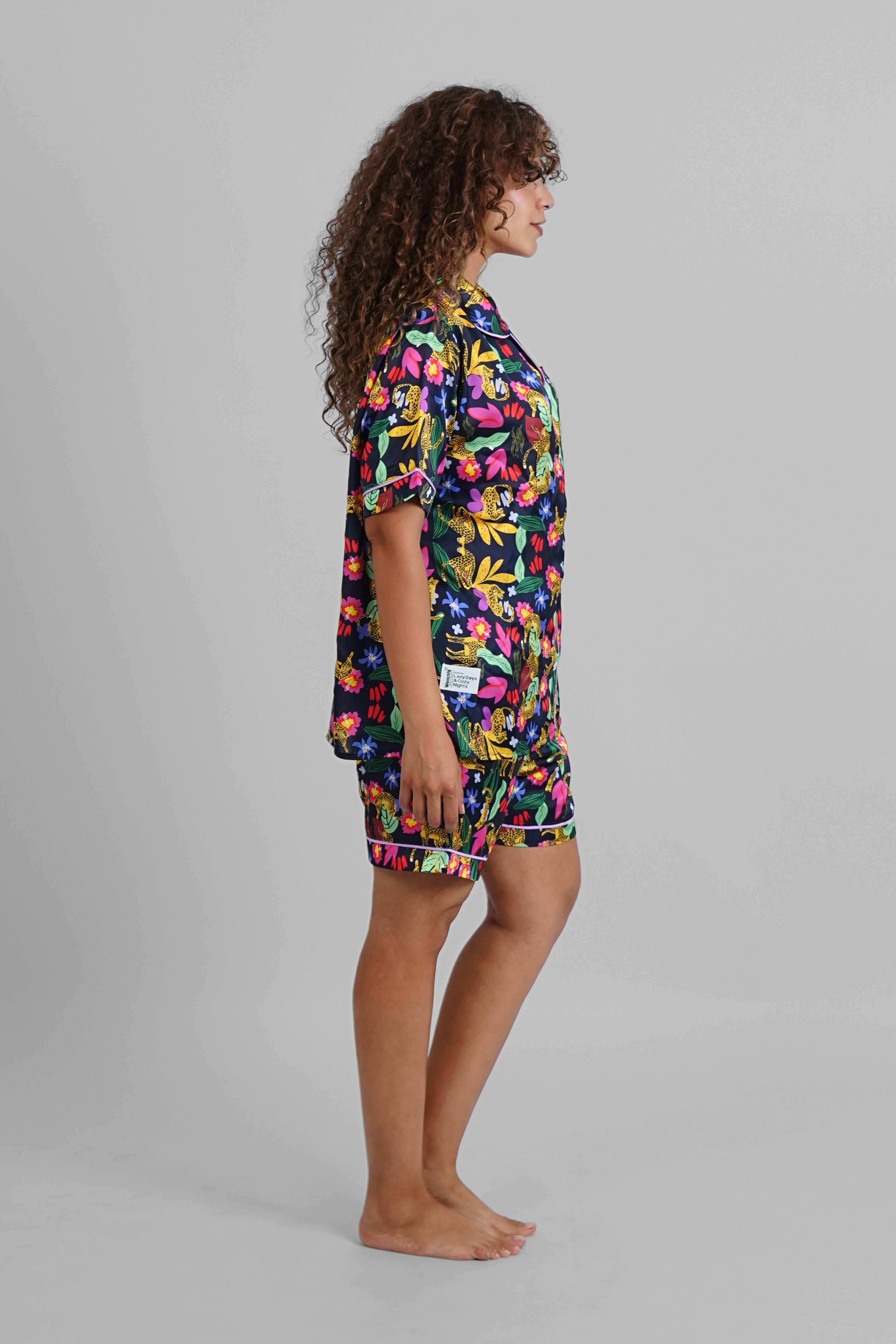 Cheetah Garden Satin PJs with Sleeping Mask