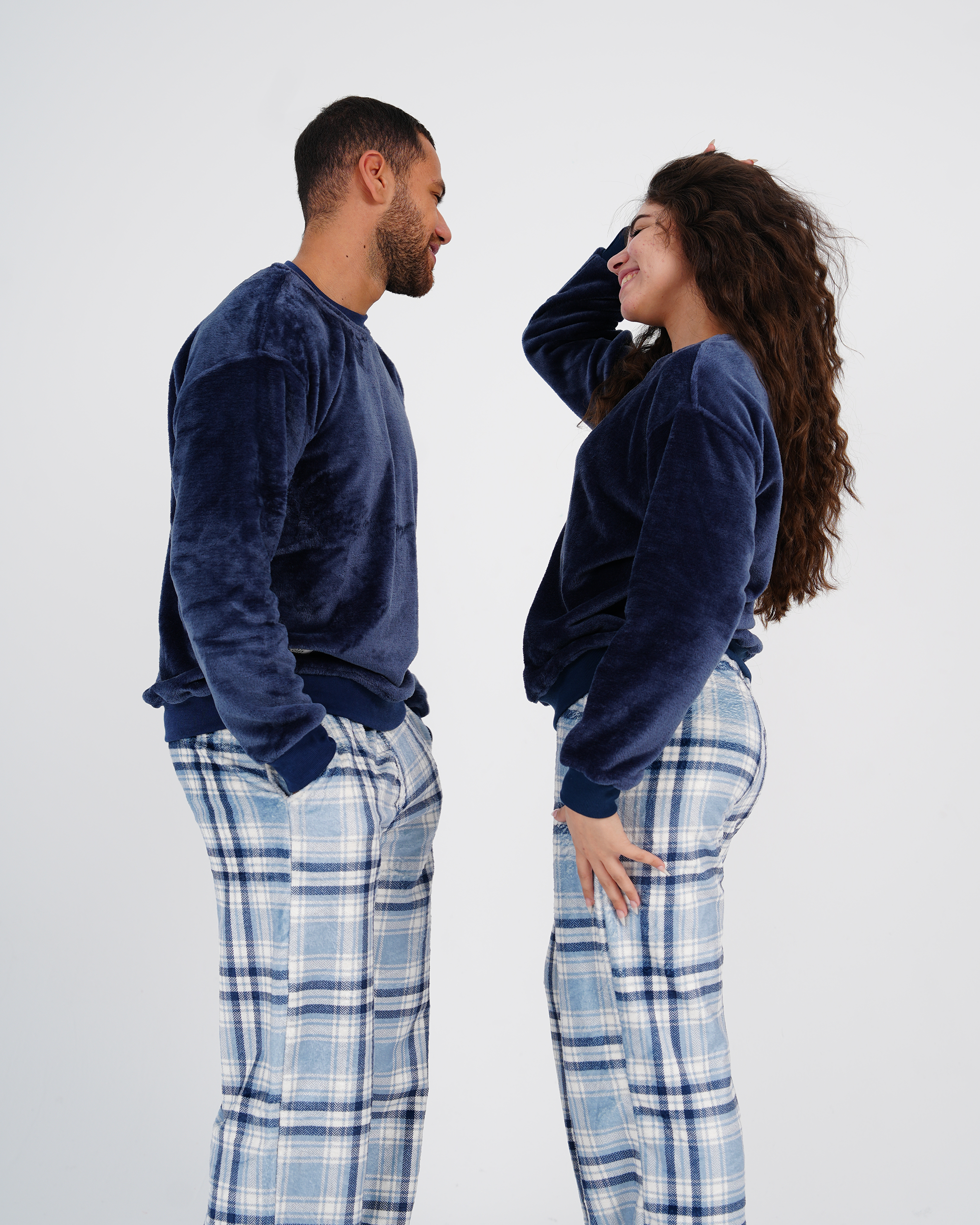 Navy Plush Plaid PJs